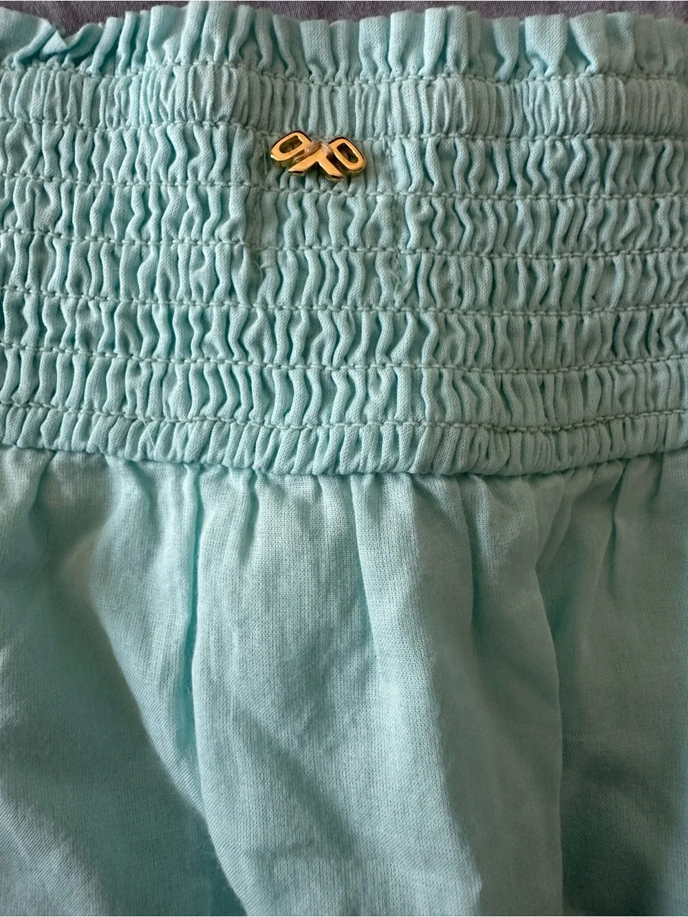 Anthropology P. Q. Swim Ari Tiered Eyelet Mini Skirt in Light Blue Medium Large